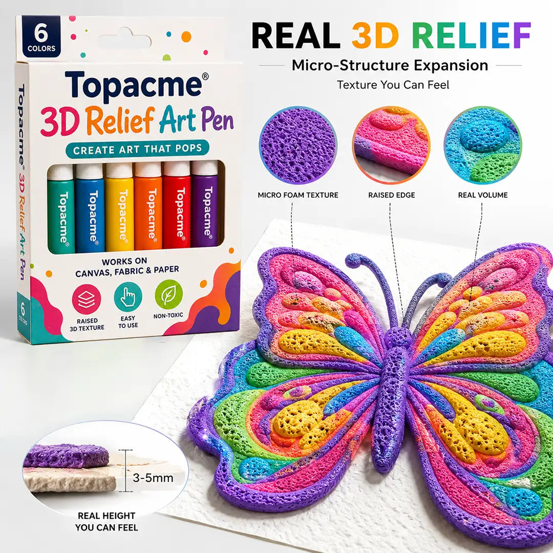 Topacme® 3D Relief Art Pen – Turn Flat Drawings Into Touchable 3D Art🪄🪄