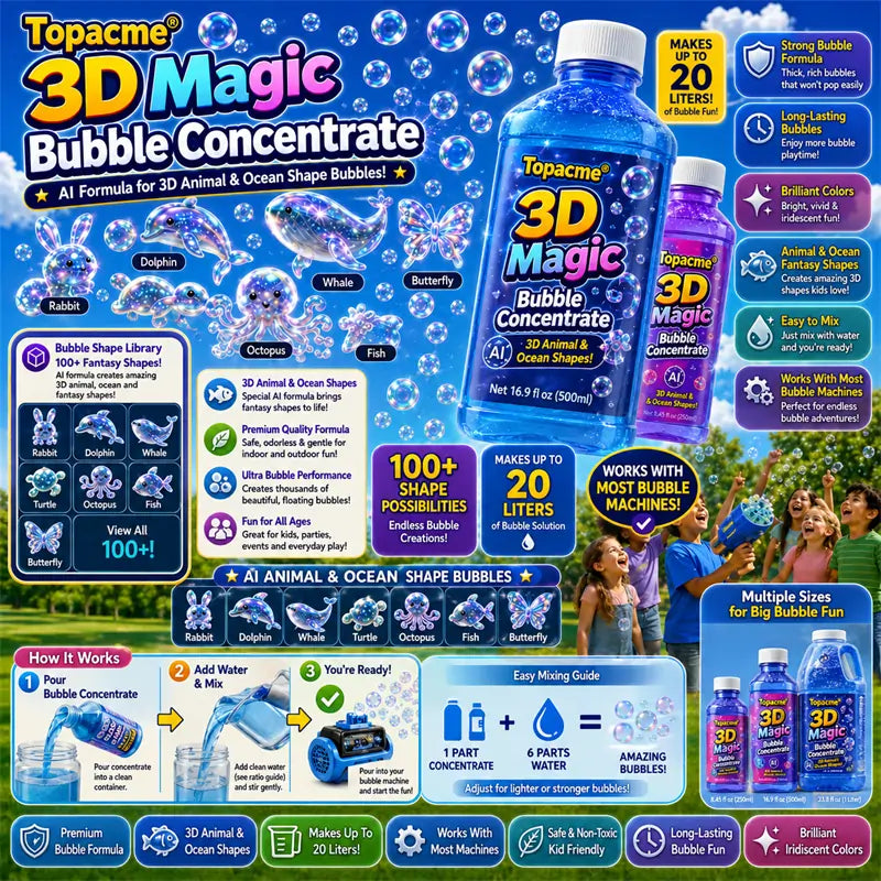 Topacme® Super 3D Magic Bubble Concentrate —— Animal & Ocean Fantasy Theme💟