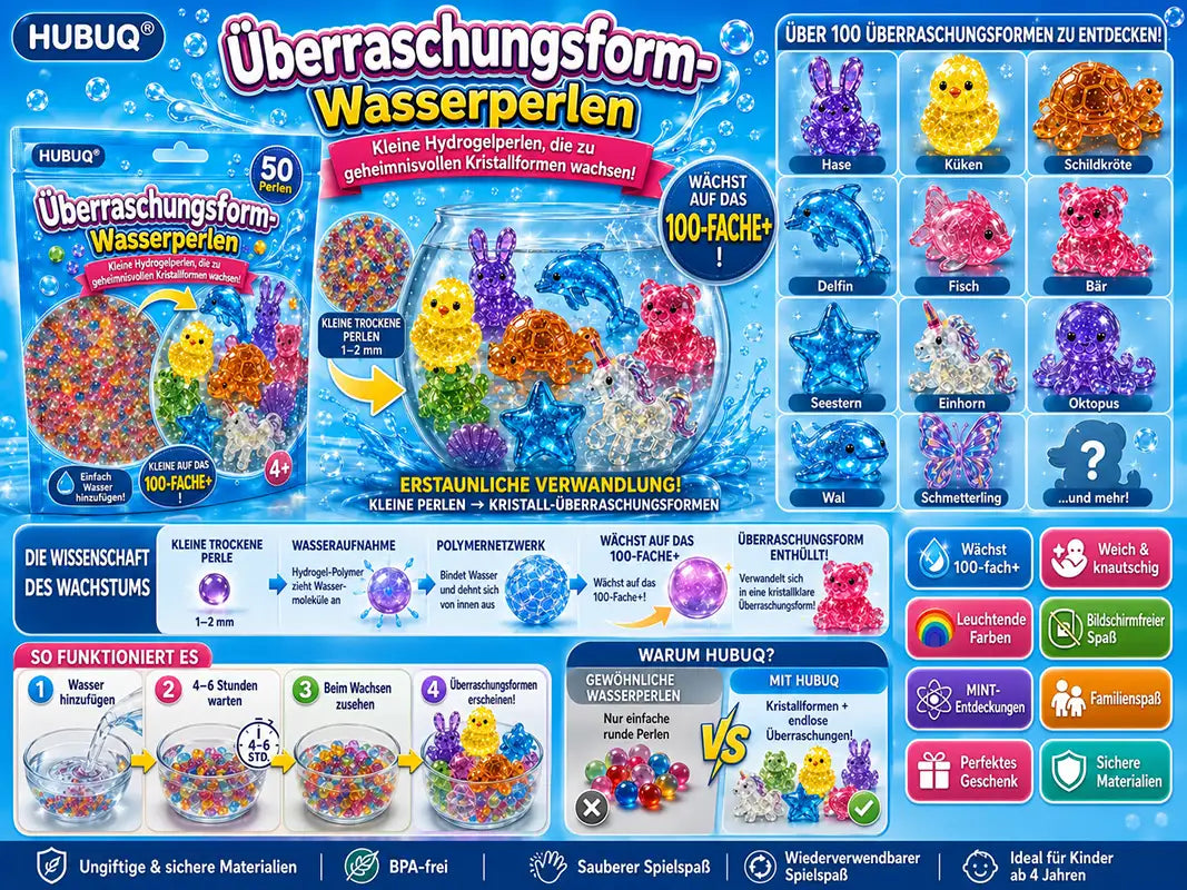 HUBUQ® Wasserperlen mit Überraschungsformen🪄🐳